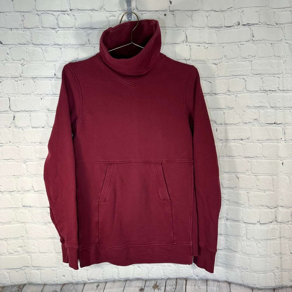 Lululemon Burgundy Funnel Neck Pullover Sweatshirt Kangaroo Pocket Size 4
